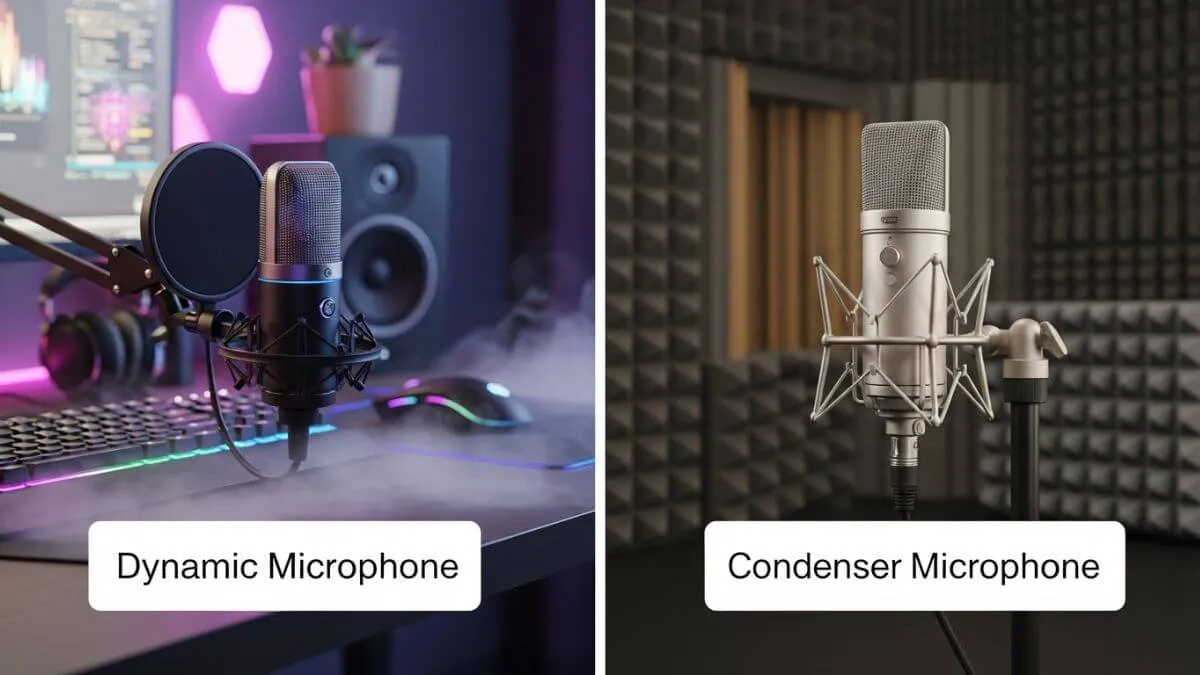 difference between dynamic and condenser microphone for streaming setup