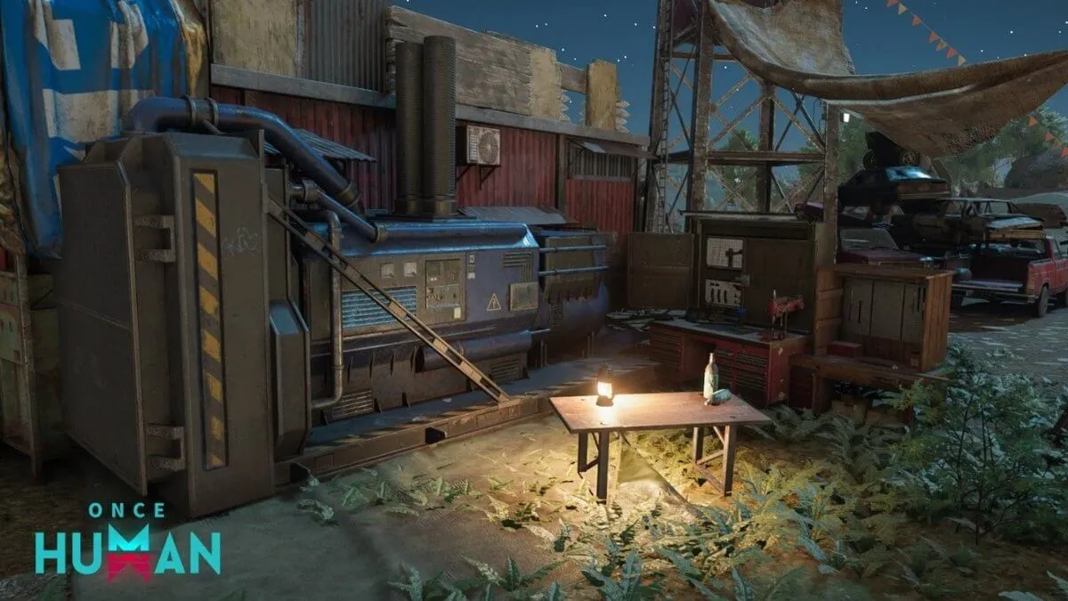 Once Human base power system showing generator setup and advanced structures for efficient base management