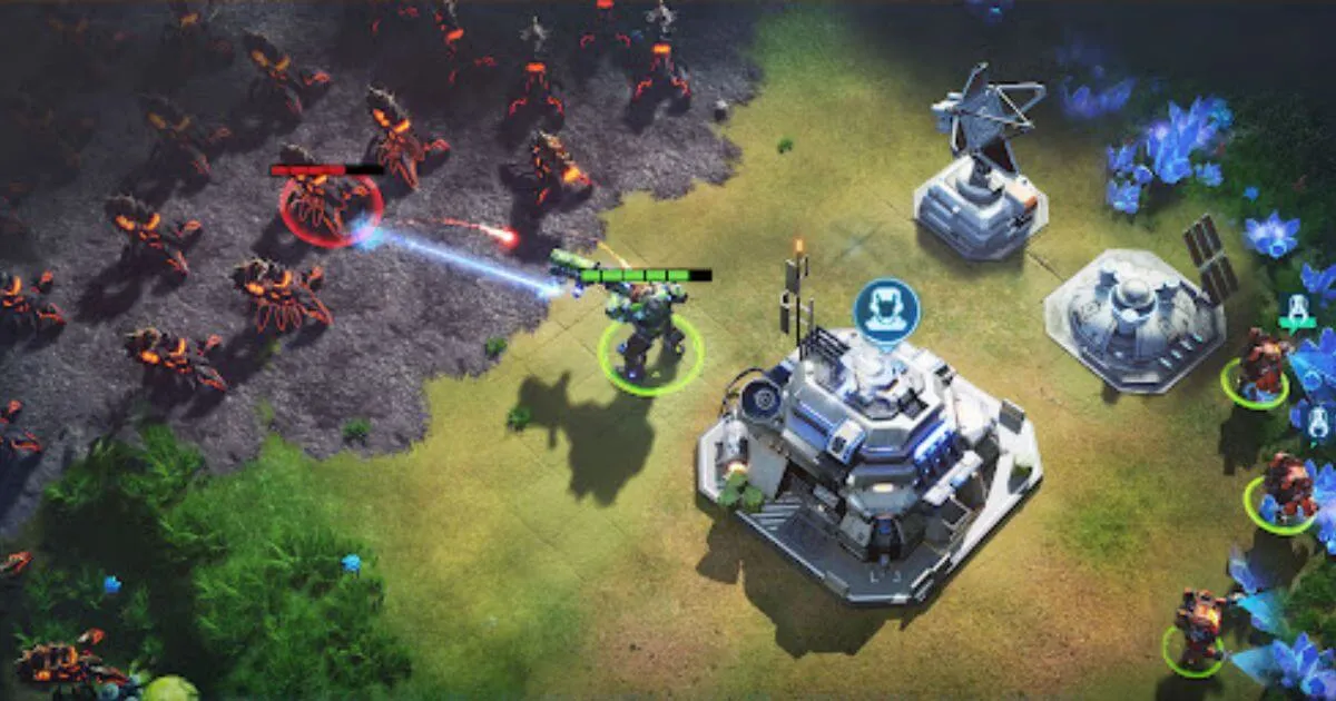 Project Entropy combat showing mech attacking enemies with laser abilities and health bars in a sci-fi battle